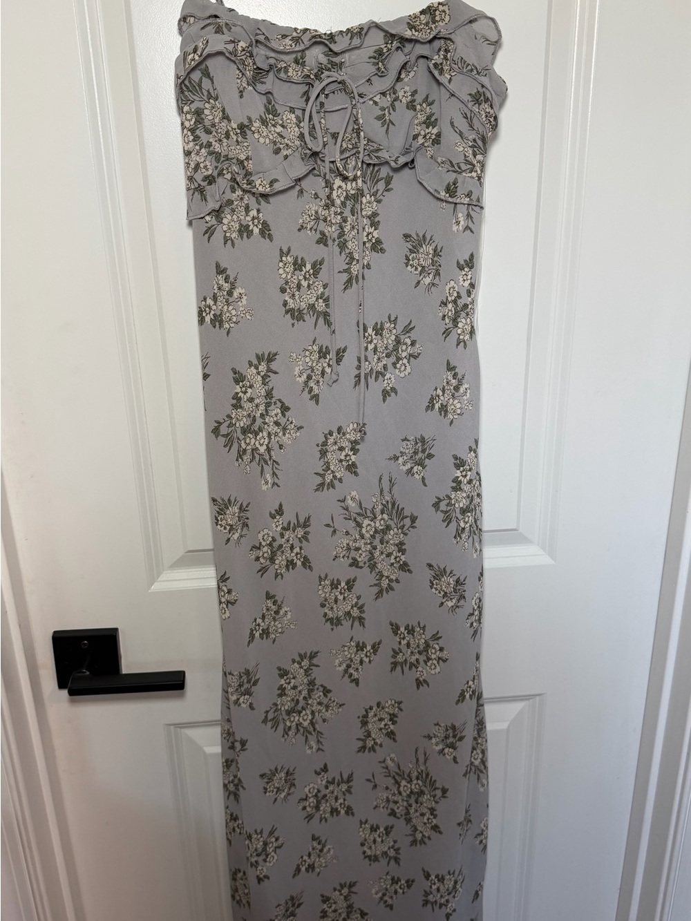 wild fable Strapless Floral Maxi Dress in Light Gray